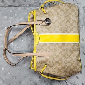 Coach 2013 Signature Stripe Drawstring Carryall handbag 